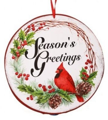 5-Pack Round MDF Cardinal Christmas Ornaments - Handmade Holiday Decor for Tree, Wreath & Gift Wrapping (Winter Bird Theme) - Perfect for Christmas Tree Decorating, Fireplace Mantel Display & Festive Home Decor