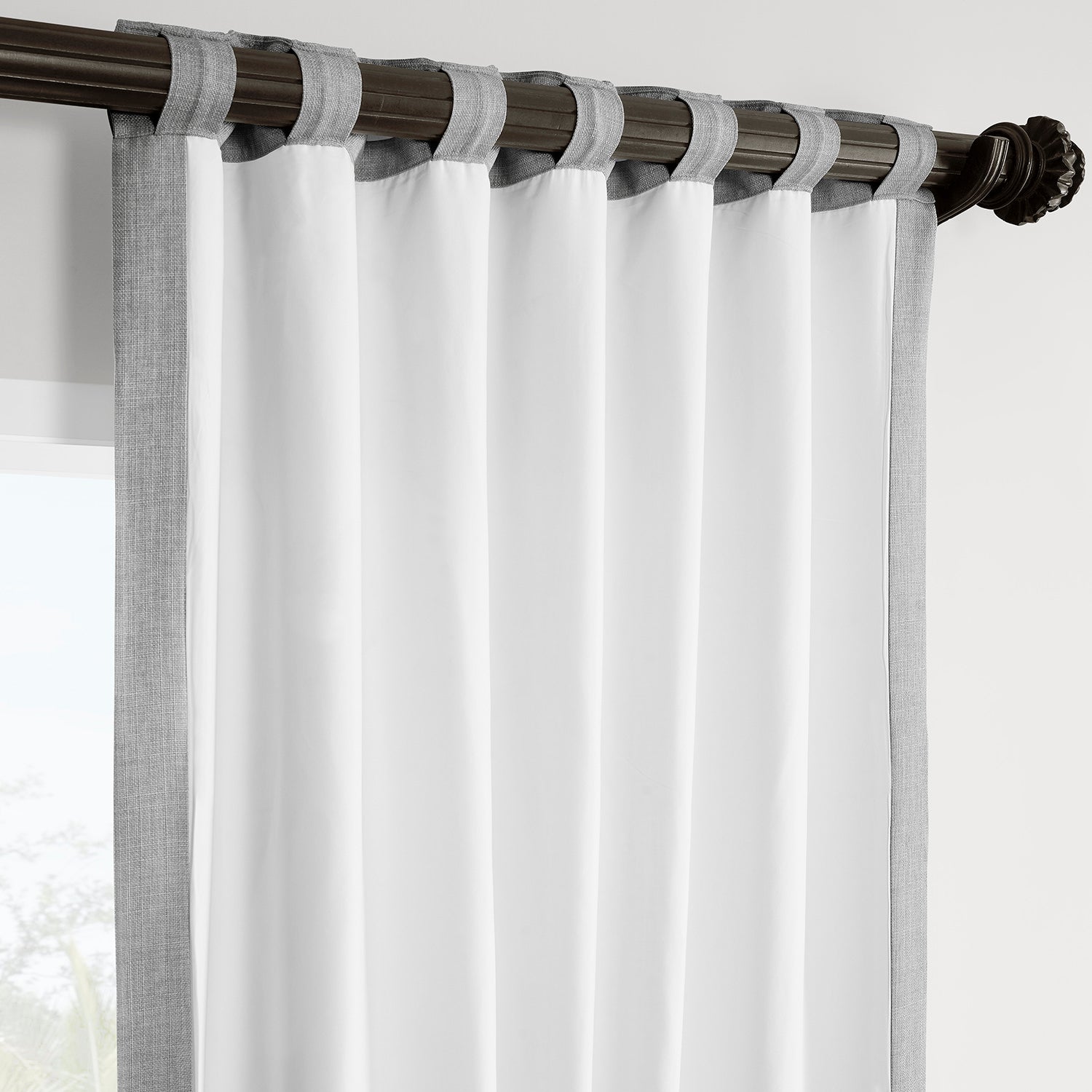 Grey Italian Faux Linen Blackout Curtains for Living Room & Bedroom - Elegant Room Darkening Window Drapes for Home Decor