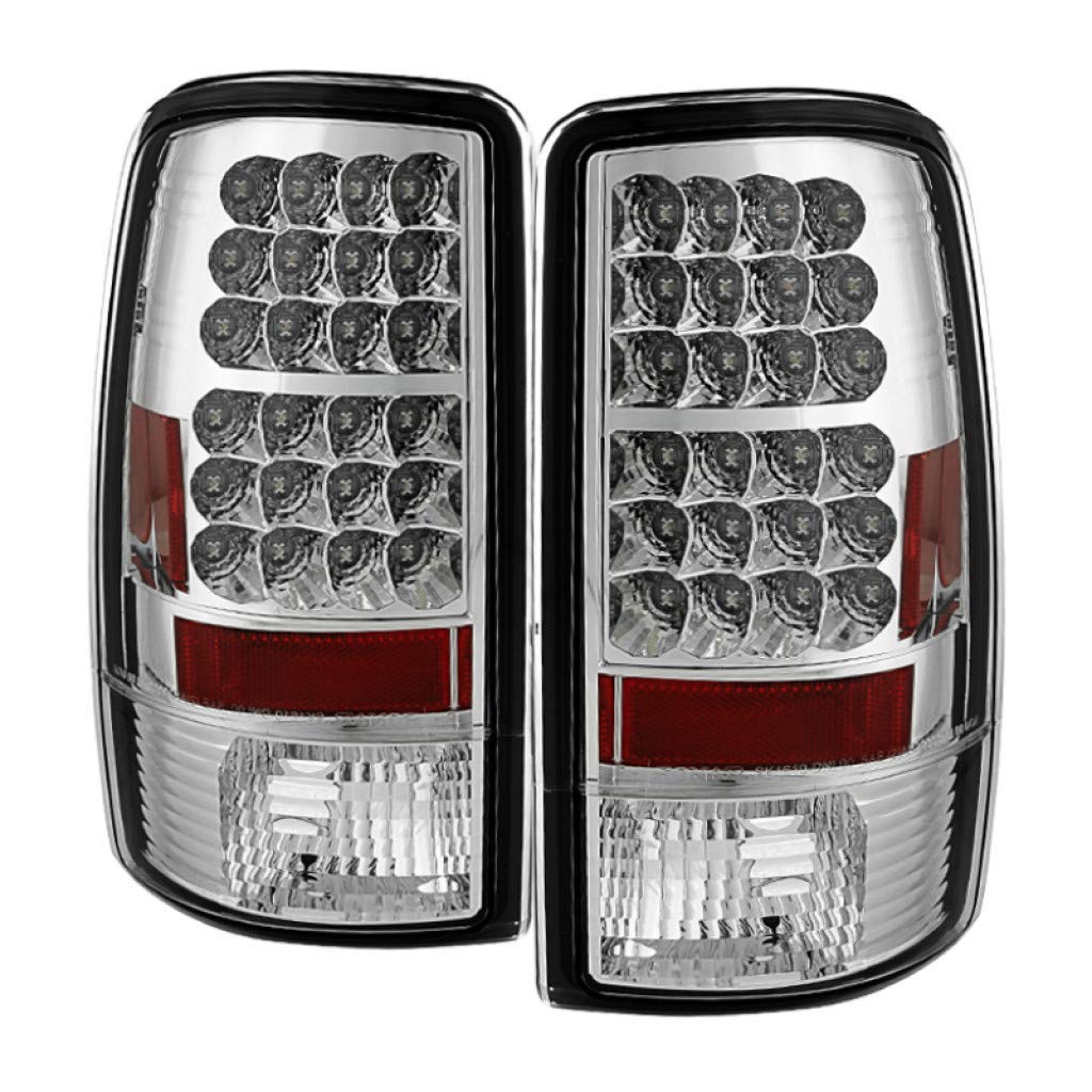 Spyder LED Tail Lights Pair Chrome for 2000-2006 GMC Yukon/Yukon XL 1500 - Upgrade Your Truck's Style & Safety | Perfect for Night Driving & Enhanced Visibility (Model: 5001535)