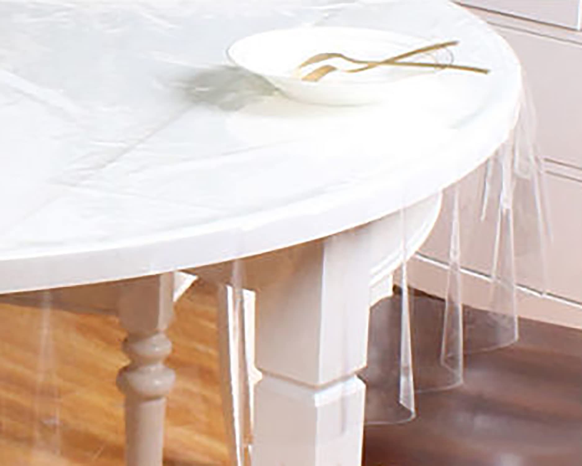 BonzaPicks Heavy Duty Clear Vinyl Tablecloth 54 Inch Round - Waterproof, Oil-Proof, Stain Resistant Plastic Table Cover - Easy to Clean & Wipe - Perfect for Dining Tables, Kitchen, Party, Outdoor Picnic & Everyday Use
