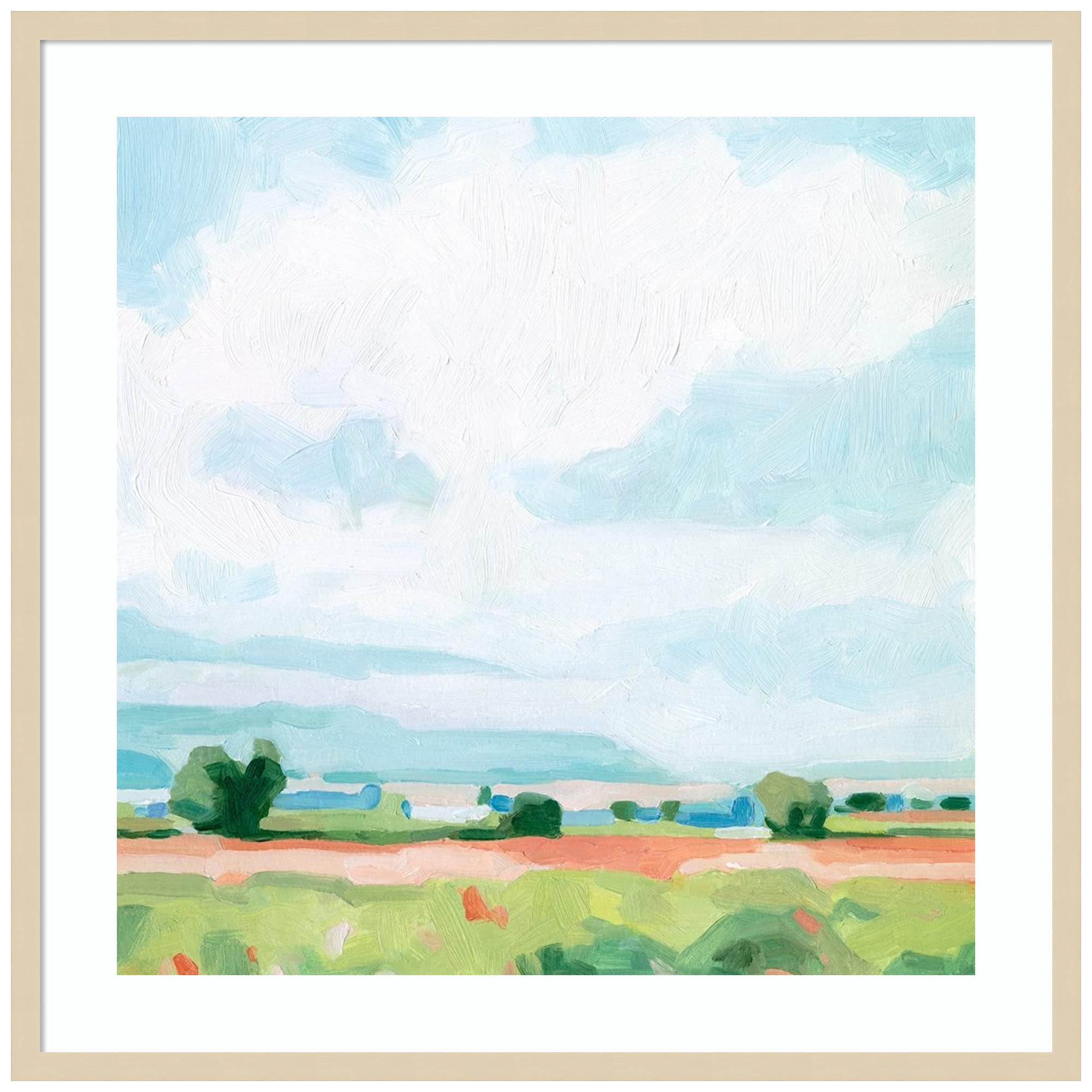 Emma Scarvey Spring Midday II Wood Framed Wall Art Print - 33x33 Inches Large Canvas Painting with Natural Frame - Perfect for Living Room, Bedroom & Office Decor