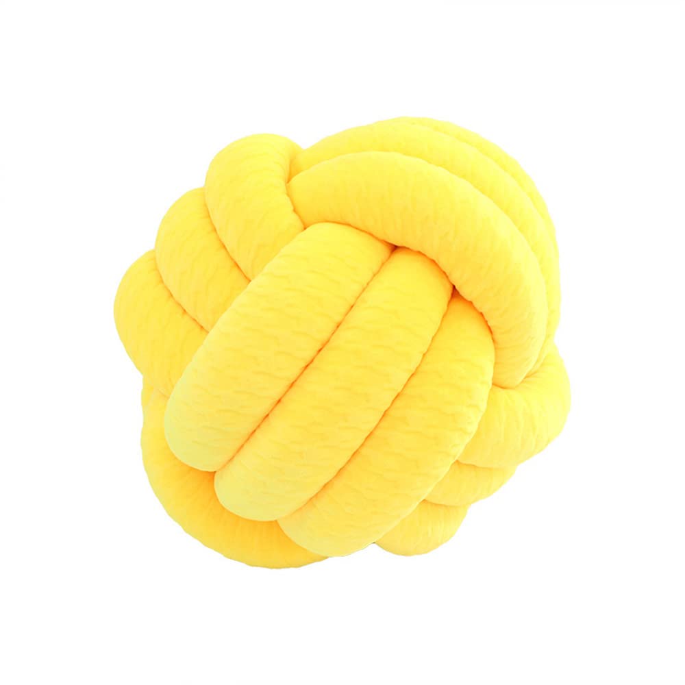 Soft Knot Ball Pillows - 8 Inch Round Throw Pillow Cushion for Home Decor, Handmade Plush Knotted Pillow in Yellow (Set of 2) - Perfect for Sofa, Bed, Nursery & Cozy Living Room Accents