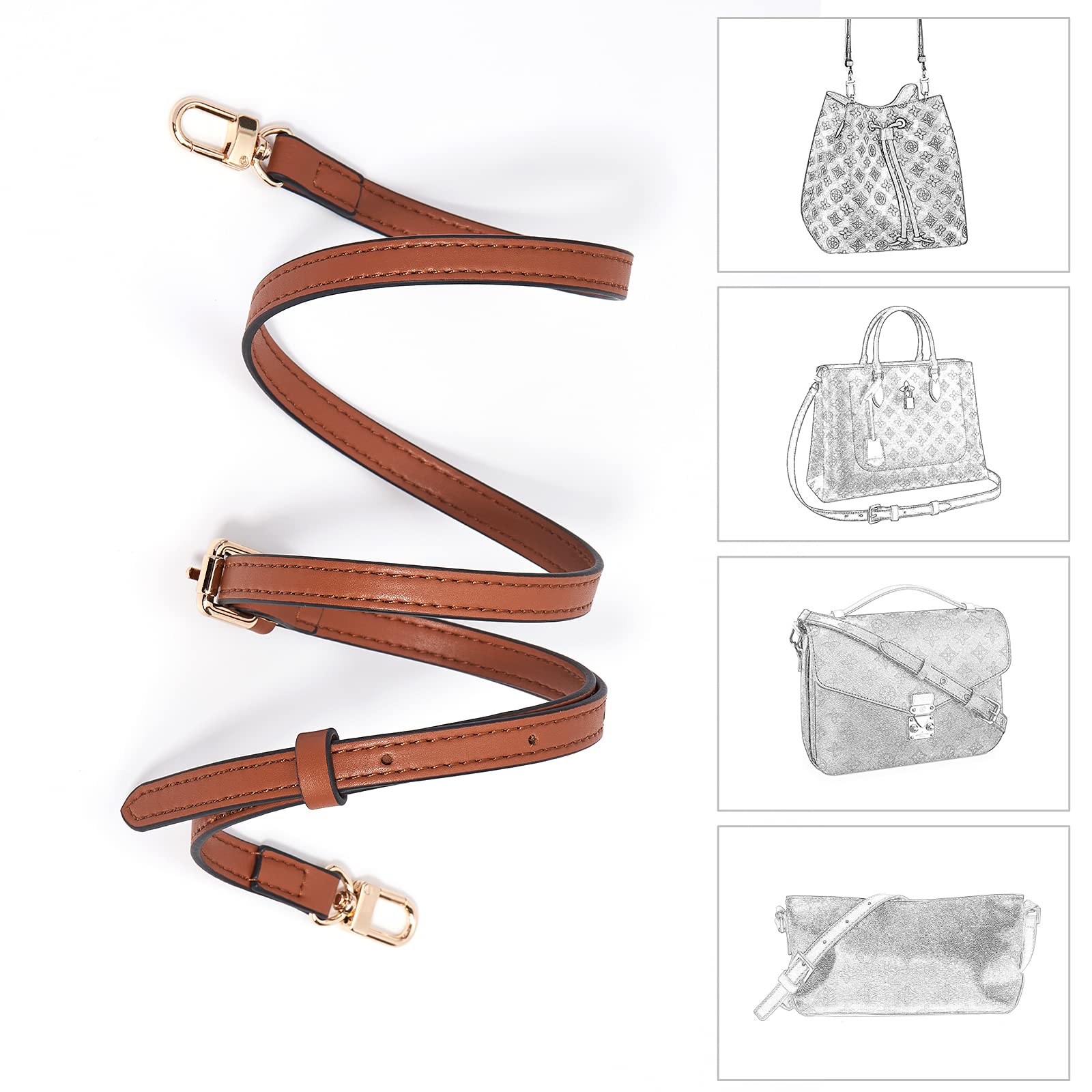 Vercord Leather Purse Straps Replacement - Adjustable Crossbody Shoulder Bag Strap with Leopard Print Chain | Handbag Making Accessories for DIY, Fashion & Everyday Use