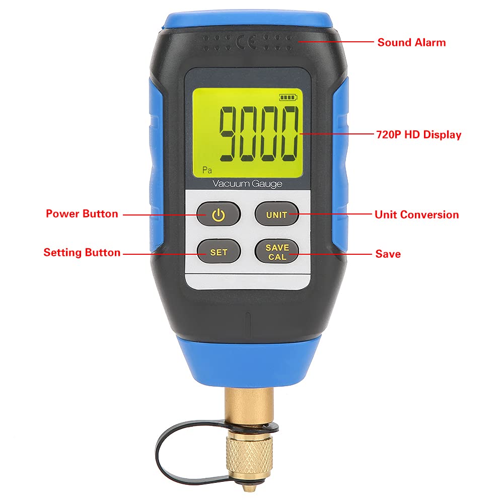 High Precision Digital Vacuum Gauge VMV-1 - Accurate Vacuum Measurement for HVAC, Refrigeration & Automotive (0-50°C) | Ideal for Labs, Industrial & Home Use