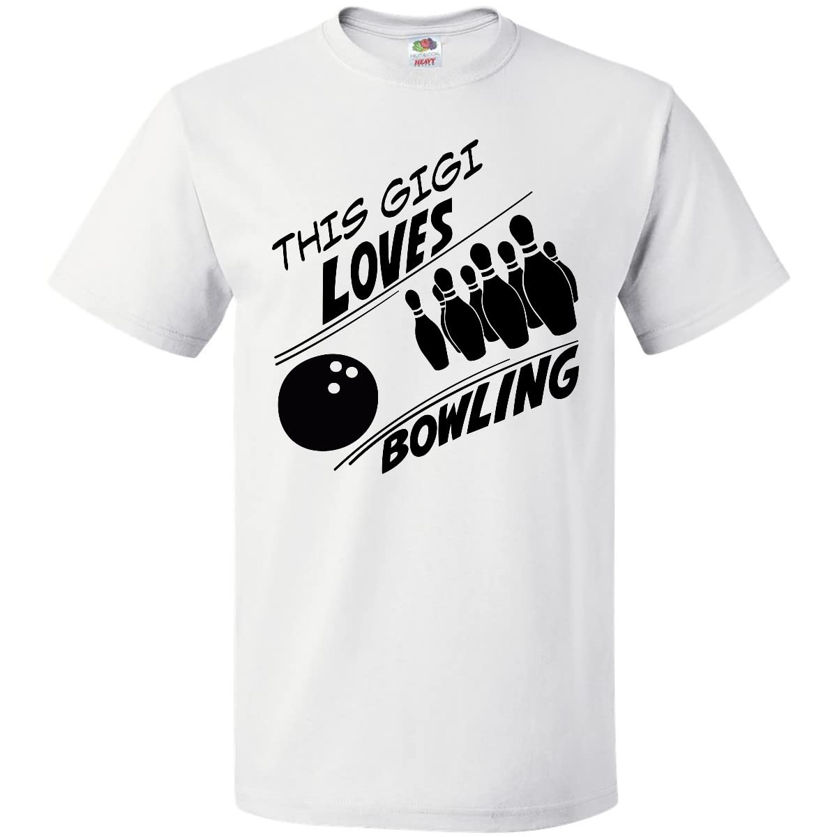 Inktastic Gigi Loves Bowling T-Shirt with Pins & Ball Design - Funny Bowling Enthusiast Tee for Women & Men - Perfect for Bowling Parties, League Games & Casual Wear