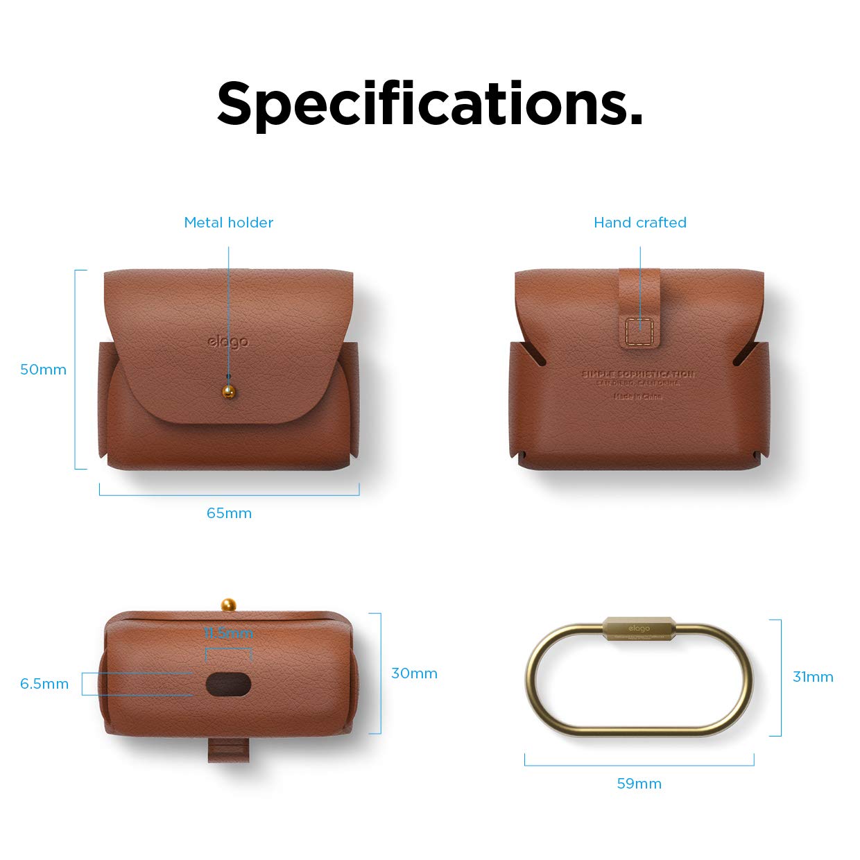 Premium Genuine Leather Case for AirPods Pro 2 & AirPods Pro - Luxury Keychain Holder with Brass Ring, Multiple Color Options (Brown) - Perfect for Travel, Work & Everyday Protection