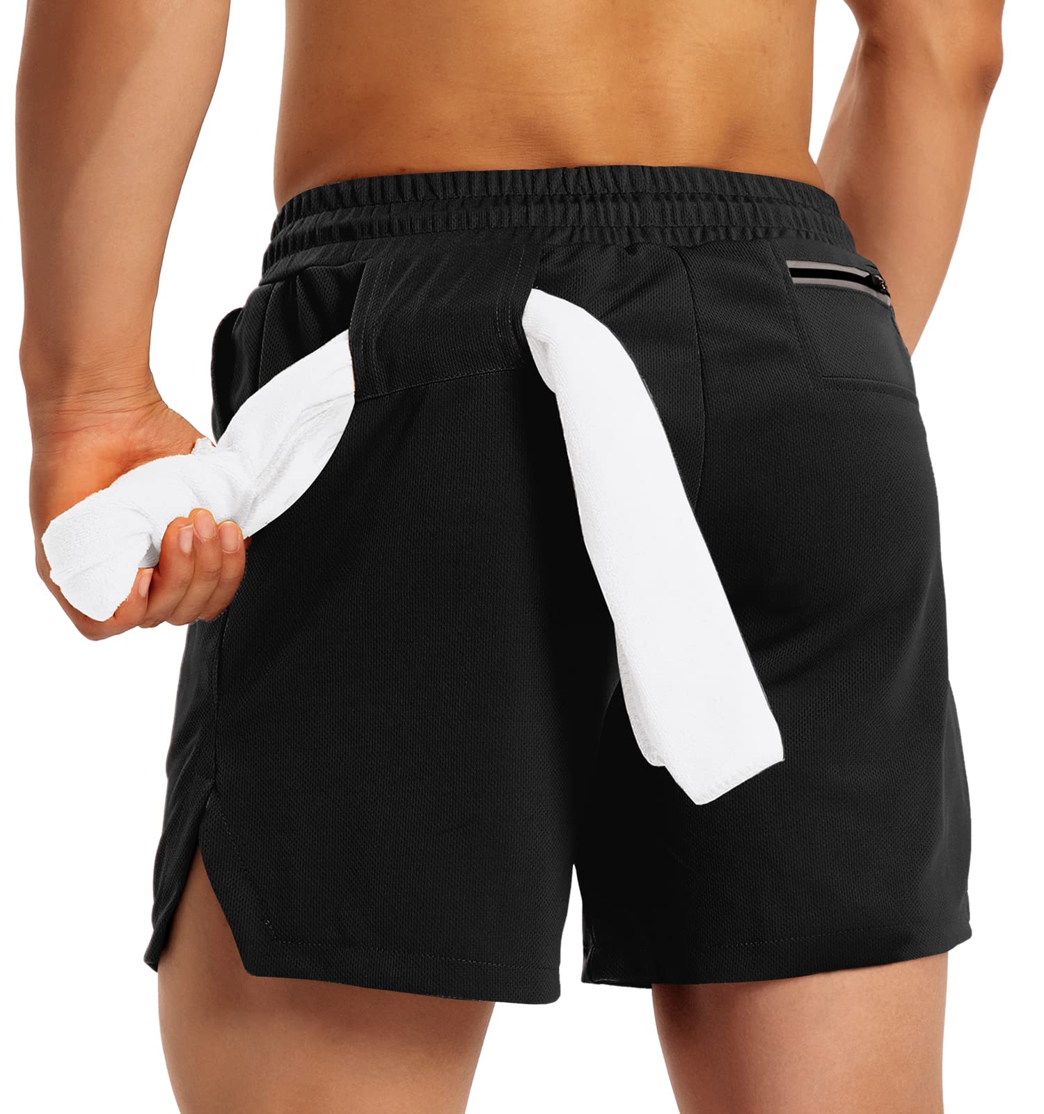 Men's 5-Inch Workout Running Shorts - Lightweight, Breathable Gym Athletic Shorts with Zipper Pockets for Jogging, Training & Outdoor Activities