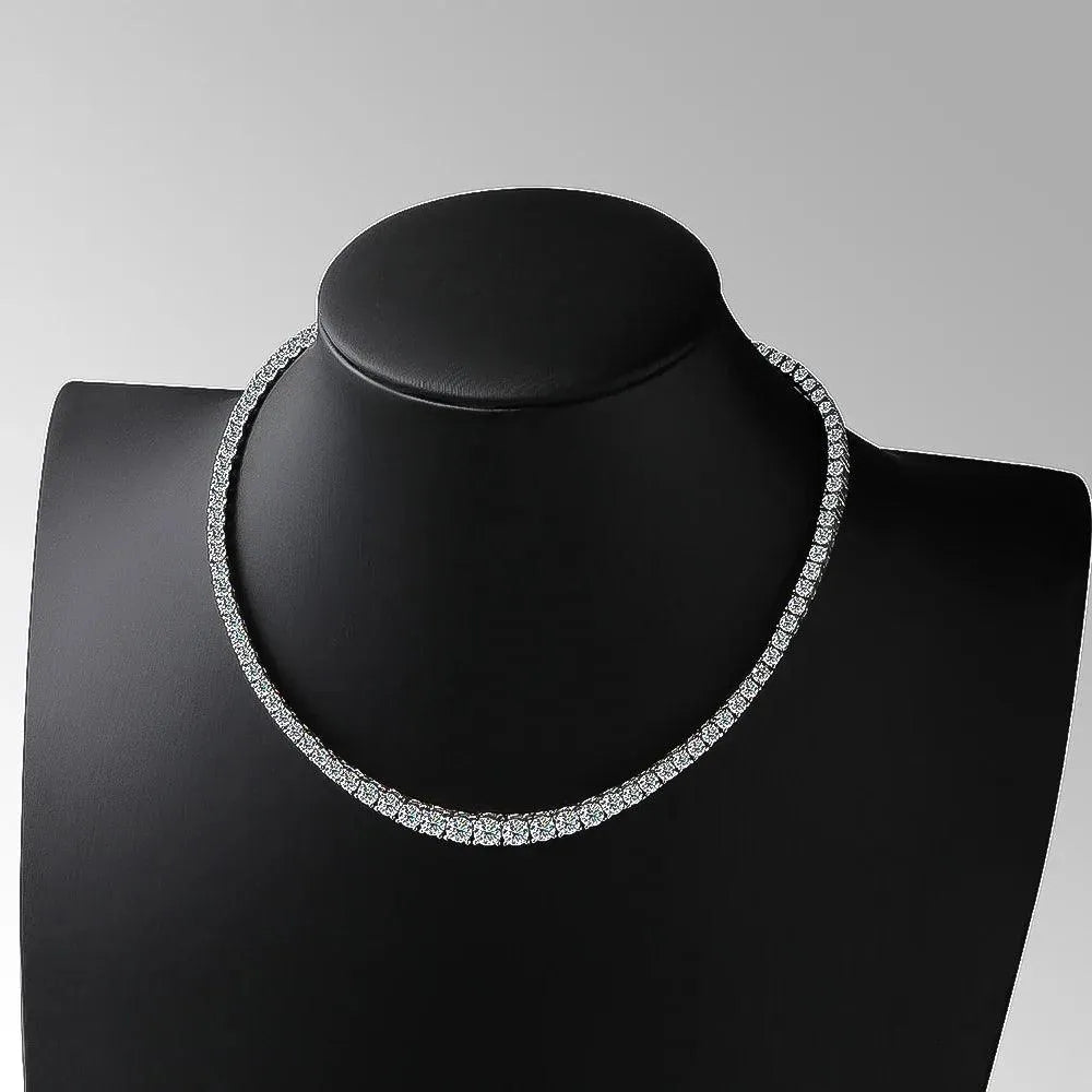 Moissanite Tennis Necklace for Women - 925 Silver Plated 18K Gold, 3.5mm Graduated Diamond Cut Stones with GRA Certificate | Elegant Jewelry Gift for Anniversary, Wedding & Special Occasions