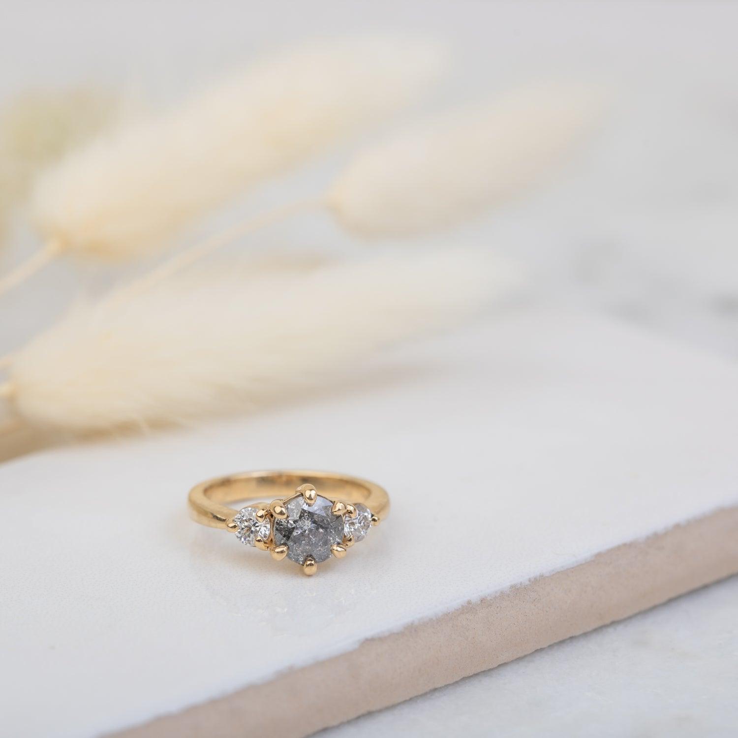 Frankie Salt and Pepper Diamond Ring - Unique Handcrafted Engagement & Wedding Band for Women - Perfect for Everyday Wear, Special Occasions & Gift Giving