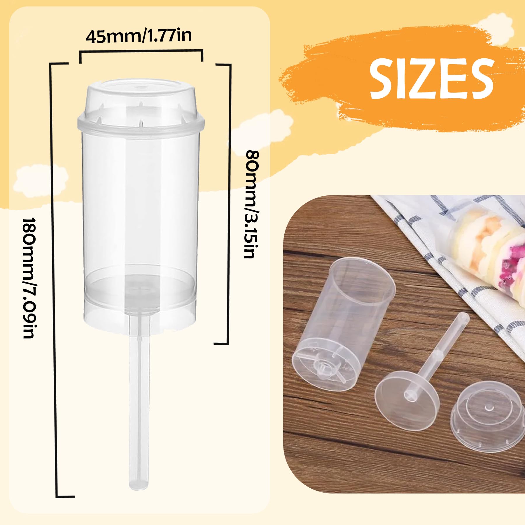 TORMEN 60 Pack Clear Round Push Up Cake Pop Containers with Lids, Base & Sticks - Perfect for Wedding Favors, Birthday Parties & Dessert Displays