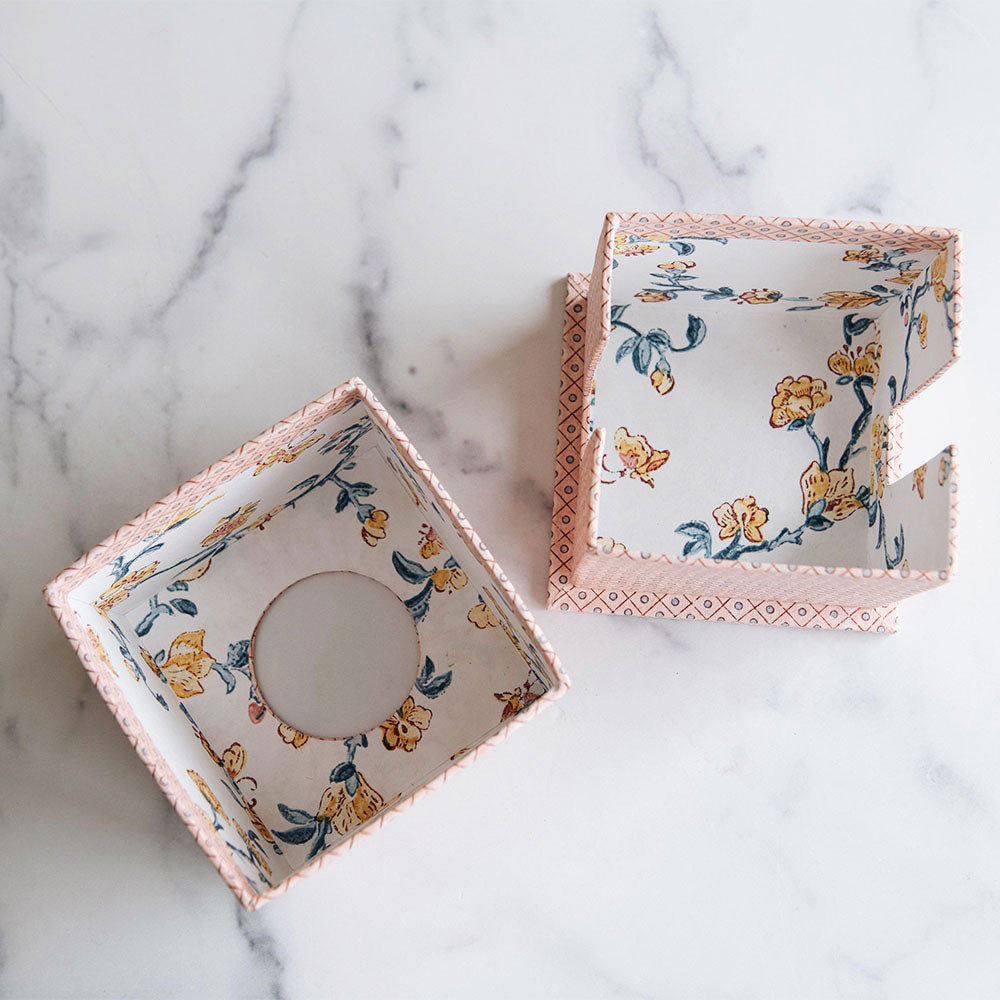 Hand Block Printed Pink Tissue Box Cover - Decorative Cotton Fabric Box for Home, Office & Bathroom - Boho Chic Home Decor Accessory