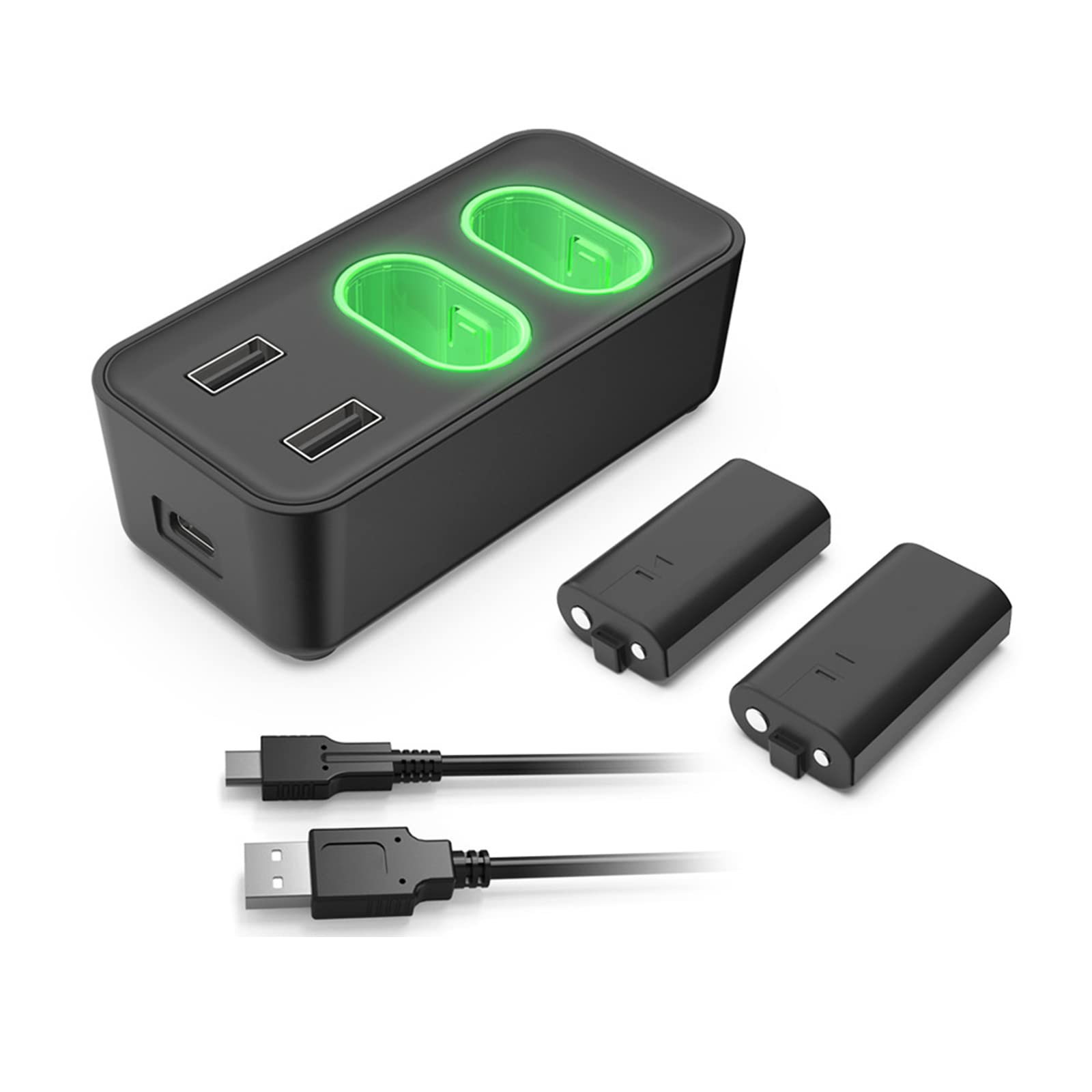 2-Pack 800mAh Rechargeable Battery Charger for Xbox Series X/S & Xbox One S/X Controllers - Fast Charging Dock with LED Indicators | Perfect for Gaming Marathons & Wireless Play