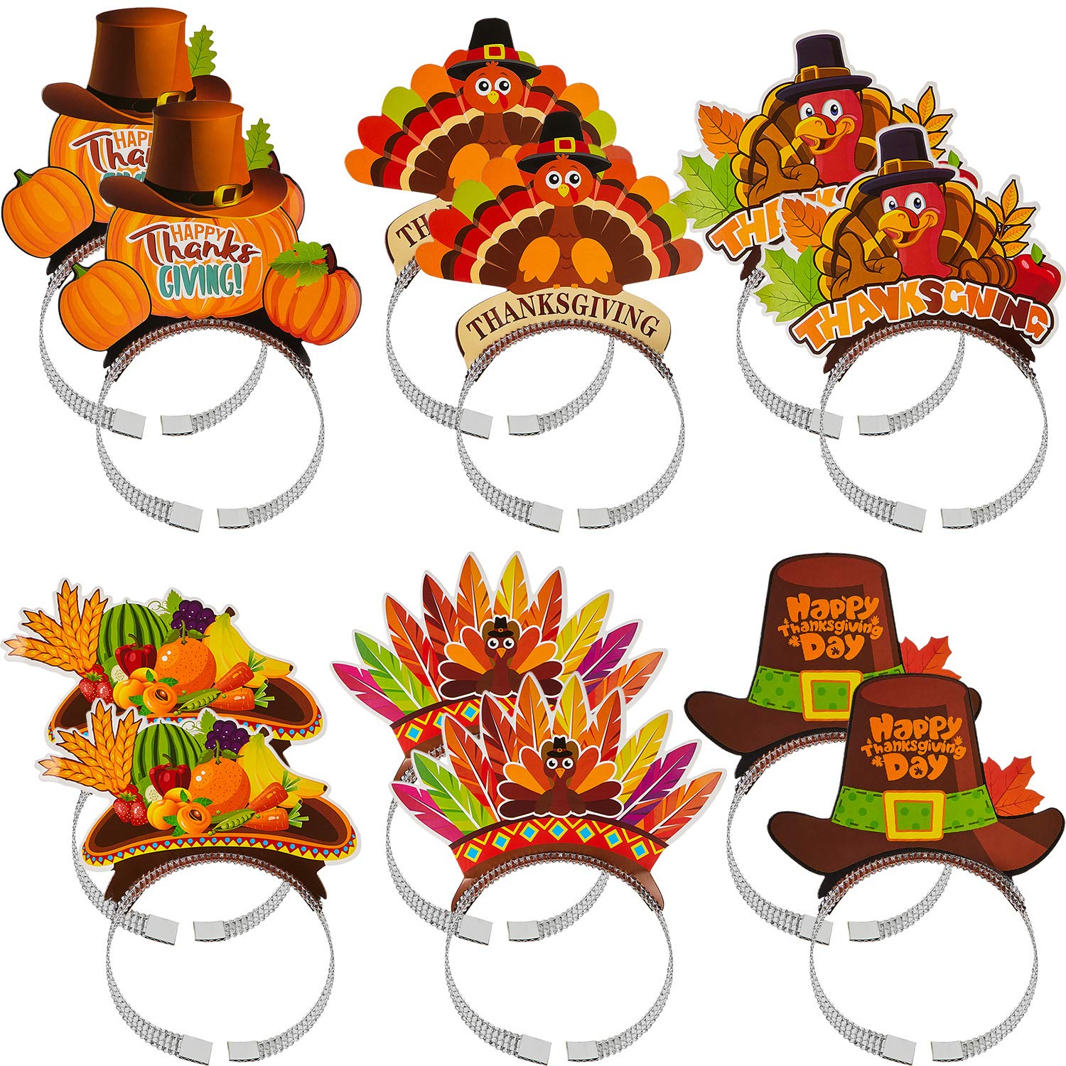 12 Pack Thanksgiving Turkey Headbands - Fun Holiday Party Favors for Thanksgiving, Birthday & Themed Events - Perfect for Festive Decorations & Costume Accessories