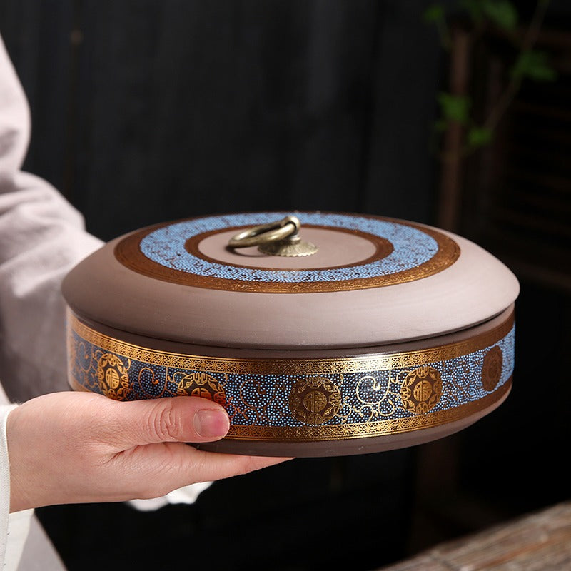 Premium Yixing Clay Puerh Tea Cake Storage Box - Handcrafted Tea Caddy for Aging & Brewing Loose Leaf Tea - Perfect for Tea Ceremony, Home Tea Collection & Gift Giving