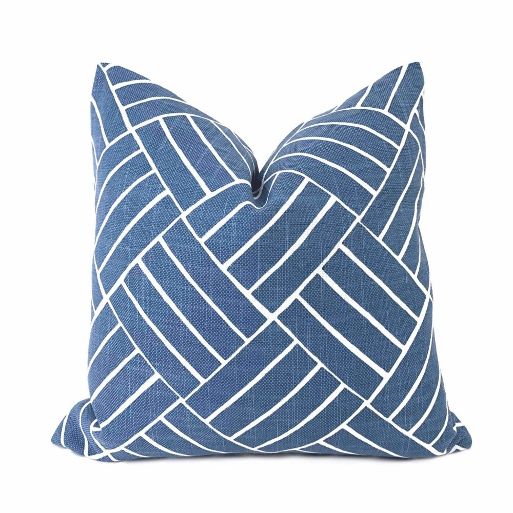 Lulu DK Aurelian Ocean Blue White Geometric Pillow Cover - Modern Home Decor for Living Room, Bedroom & Sofa - Stylish Throw Pillow Case for Cozy Comfort