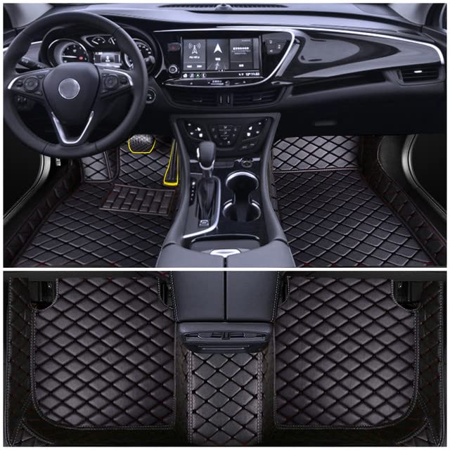 Premium Custom Car Floor Mats for KIA Telluride 7-Seater (2019-2021) - All Weather Full Set Waterproof & Durable Leather Liners - Front & Rear Coverage - Perfect for Road Trips & Family Adventures (Black)