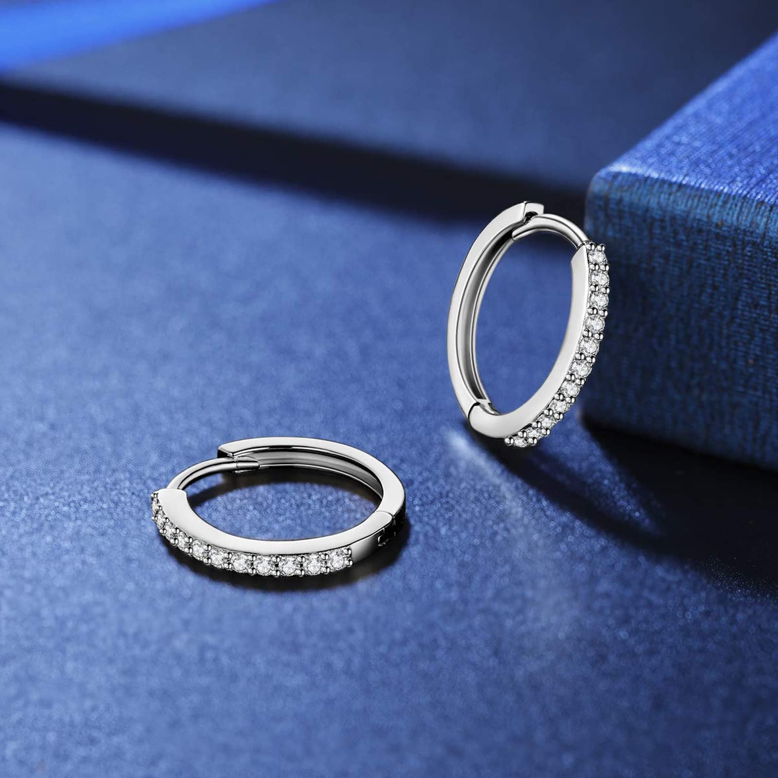 Sterling Silver Stud Earrings for Women - 3mm Cubic Zirconia Cartilage Earrings & 12mm Hoop Earrings Set | Hypoallergenic Sleepers for Everyday Wear, Gift for Her, Wedding & Party Jewelry