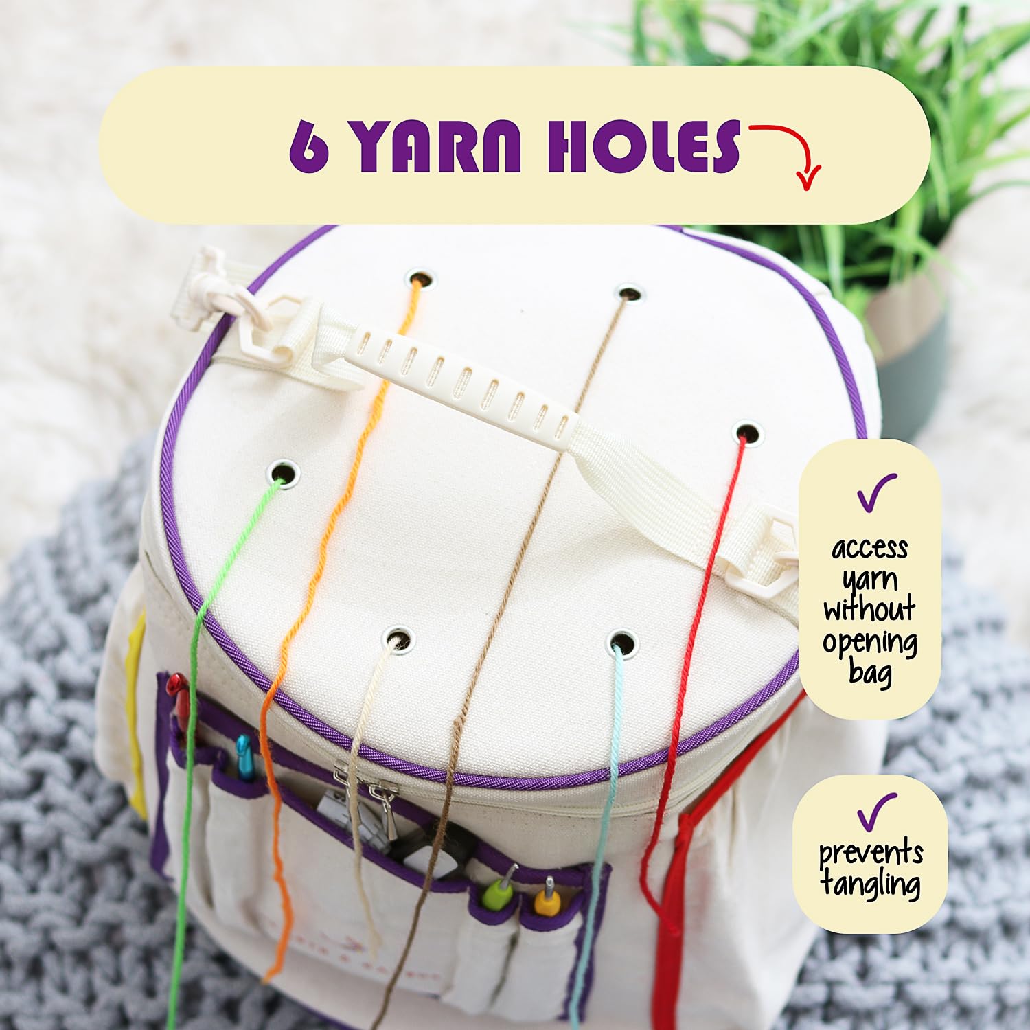 Hearth & Harbor Crochet Bag Organizer - Durable Knitting Yarn Storage Bag with Accessories Case | Perfect for Crochet Supplies, Needlework Projects & Craft Organization | Portable for Travel, Home & On-the-Go Knitting