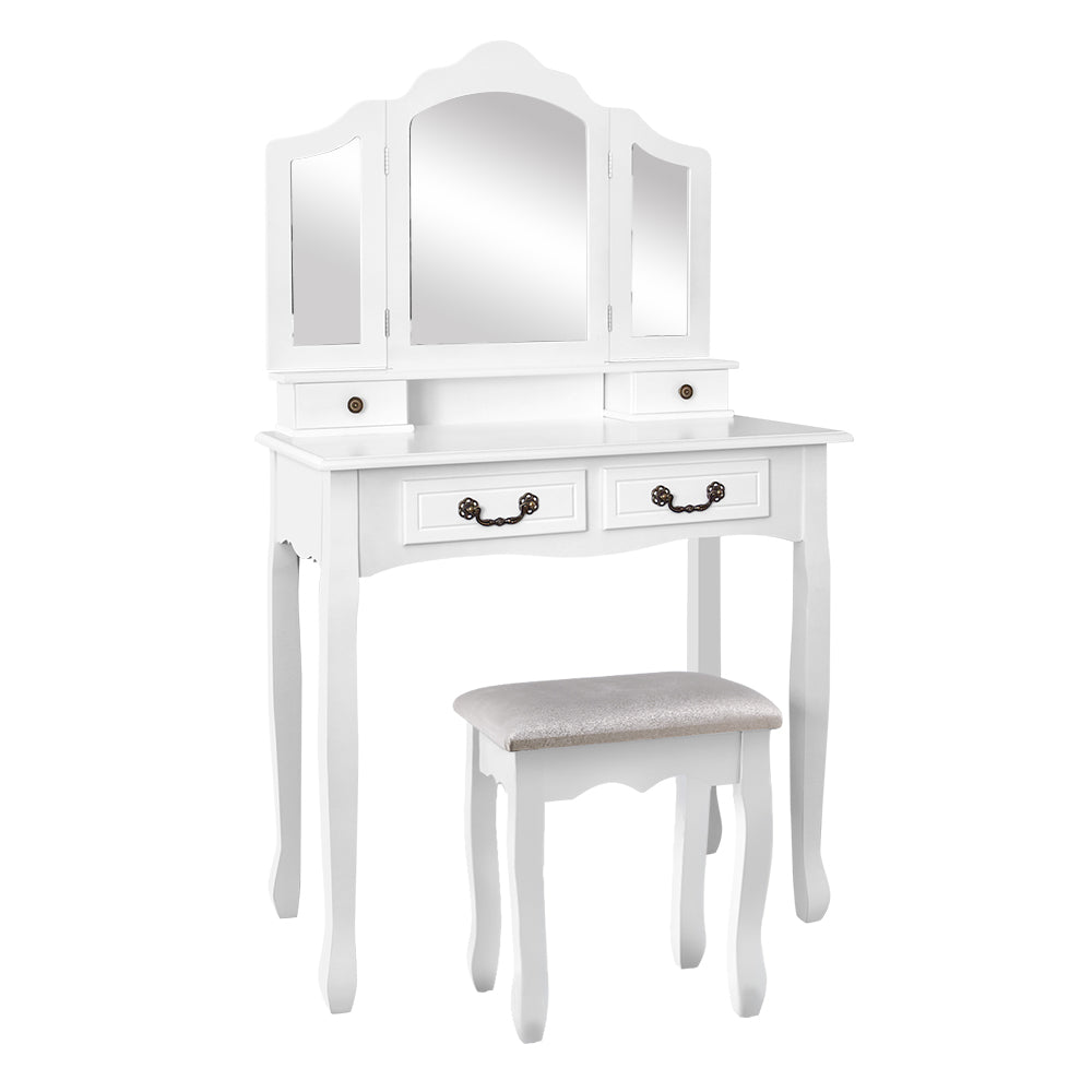 White Vanity Dressing Table with Mirror - Perfect for Bedroom, Makeup & Beauty Station