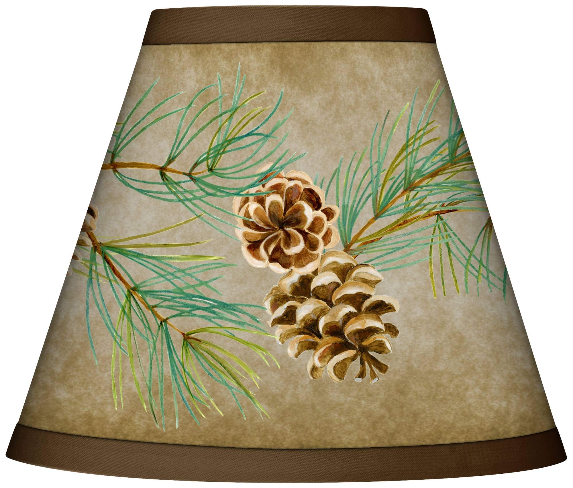 Set of 4 Empire Print Lamp Shades - Cone Branch Beige Brown Small 3