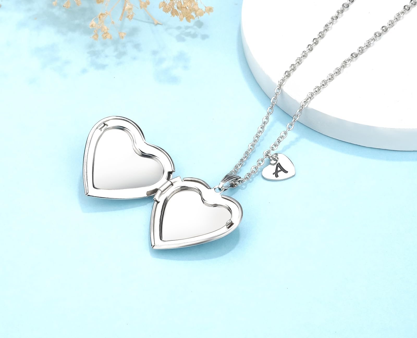 Youfeng Unicorn Heart Initial Letter Locket Necklace - Personalized Photo Pendant with Enamel Charm, Romantic Gifts for Women, Girlfriend, Wife | Perfect for Valentine's Day, Anniversary & Birthday Presents