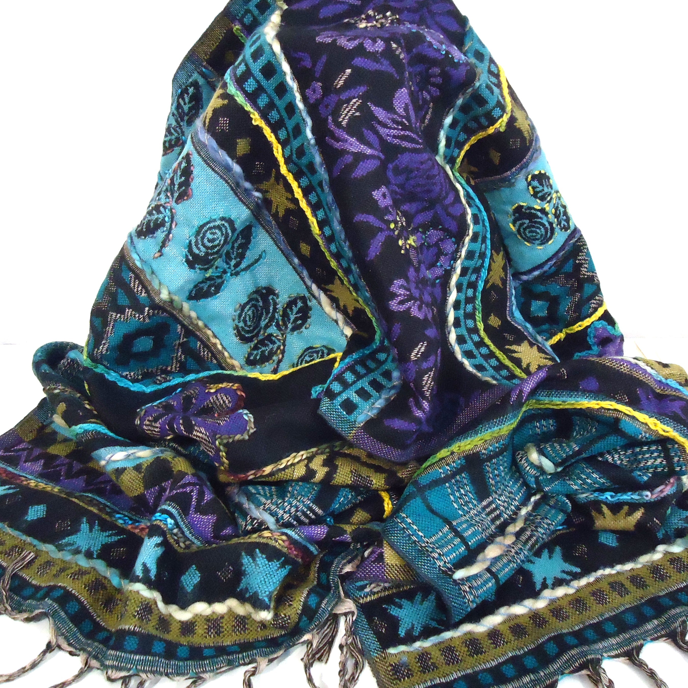 Exquisite Silk & Wool Embroidered Scarf with Rose Design - Perfect for Winter Fashion, Gift Giving & Special Occasions
