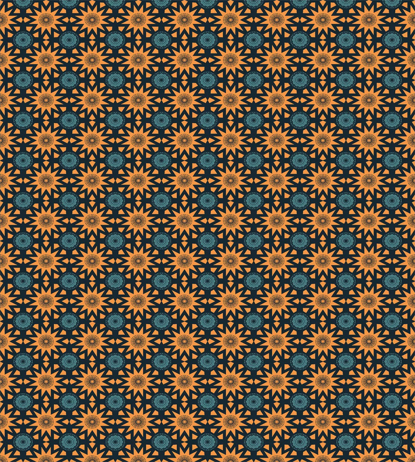 Ambesonne Antique Oriental Duvet Cover Set - Sun Inspired Art Deco Circular Motifs, 3-Piece King Size Bedding with 2 Pillow Shams in Apricot & Dark Blue | Perfect for Bohemian Bedroom Decor, Guest Room Makeover & Luxury Hotel Style Home