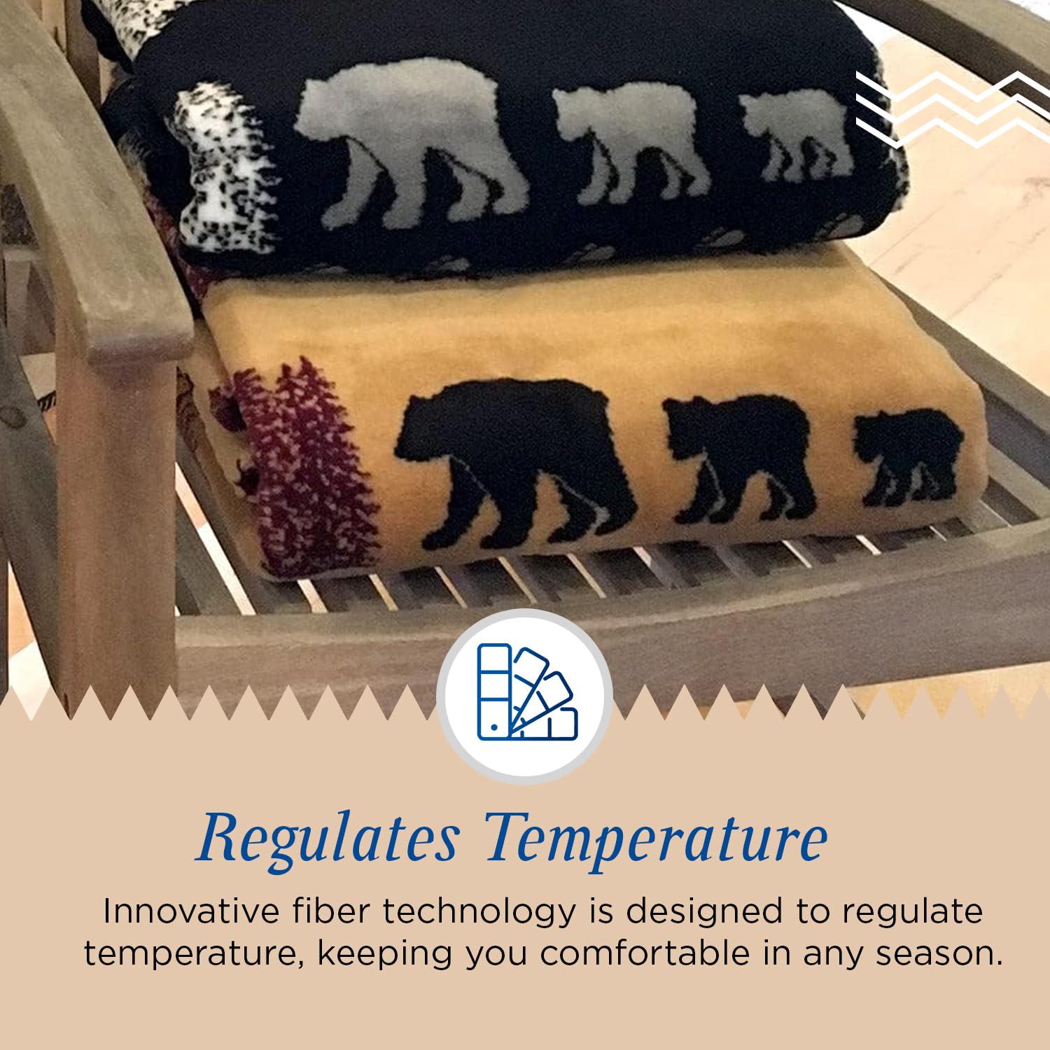 Denali Ultimate Comfort Rustic Throw Blanket - Wheat Bear Design (60x70) - Cozy Flannel Fleece Blanket for Couch, Bed & Winter Camping - Soft Warm Blanket Gift for Women & Men