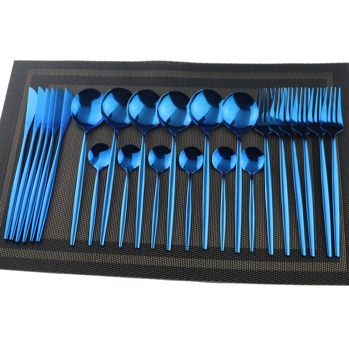 Gugrida 40-Piece Stainless Steel Flatware Set - 18/10 Mirror Polished Silverware (10 Forks, 10 Spoons, 10 Knives, 10 Teaspoons) - Durable Reusable Cutlery Set for Dining, Kitchen, Restaurant & Home Use - Perfect for Family Dinners, Parties, Weddings & Everyday Meals (Service for 10, Blue)