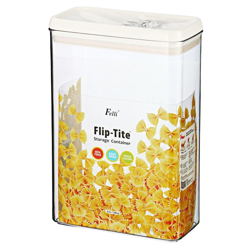 Felli Flip Tite 4.2L Rectangular Pantry Container - Airtight Food Storage for Flour, Sugar, Rice & Dry Goods | Perfect for Kitchen Organization & Bulk Food Storage