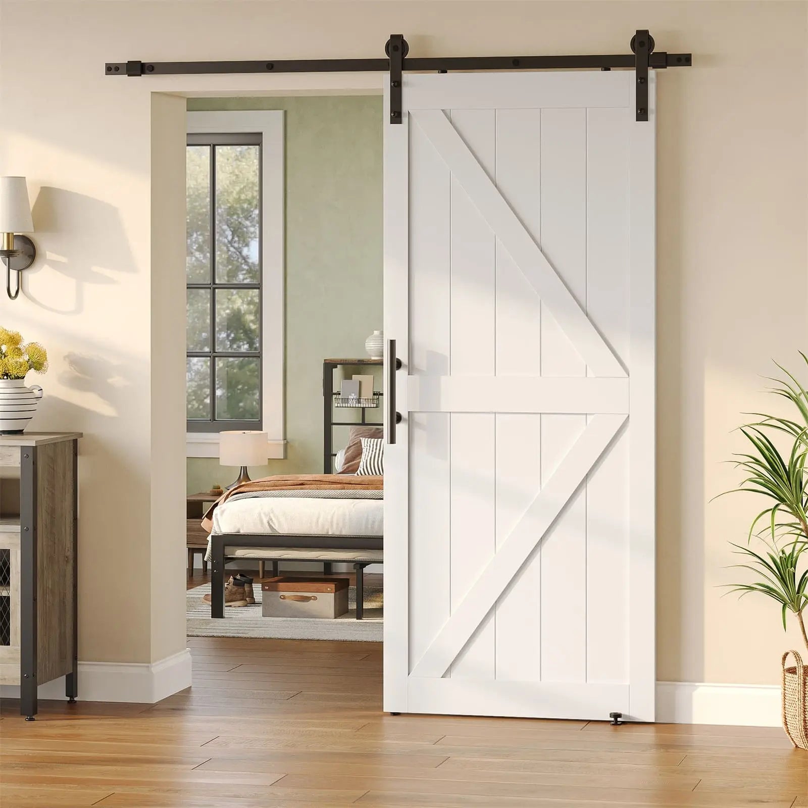 Bestier 36Inch x 84Inch Rustic Sliding Barn Door - Solid Wood, Hardware Included - Perfect for Bedroom, Closet, or Farmhouse Style Home Decor