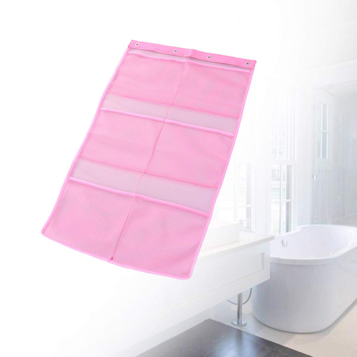 Cabilock 1pc Mesh Hanging Shower Organizer with 6 Pockets - Portable Bathroom Storage for Razors, Shampoo, Conditioner & Soap - Perfect for Small Spaces & Travel Use