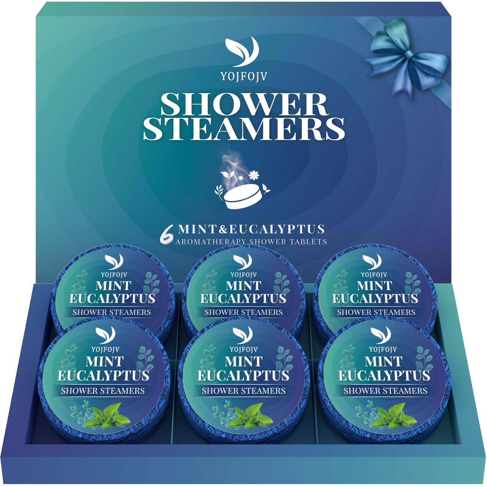 Aromatherapy Shower Steamers 6-Pack with Eucalyptus & Mint Essential Oils - Relaxing Bath Bombs for Stress Relief, Perfect as Gifts for Women, Wife, Mom - Great for Spa Nights, Self-Care Routines & Holiday Presents