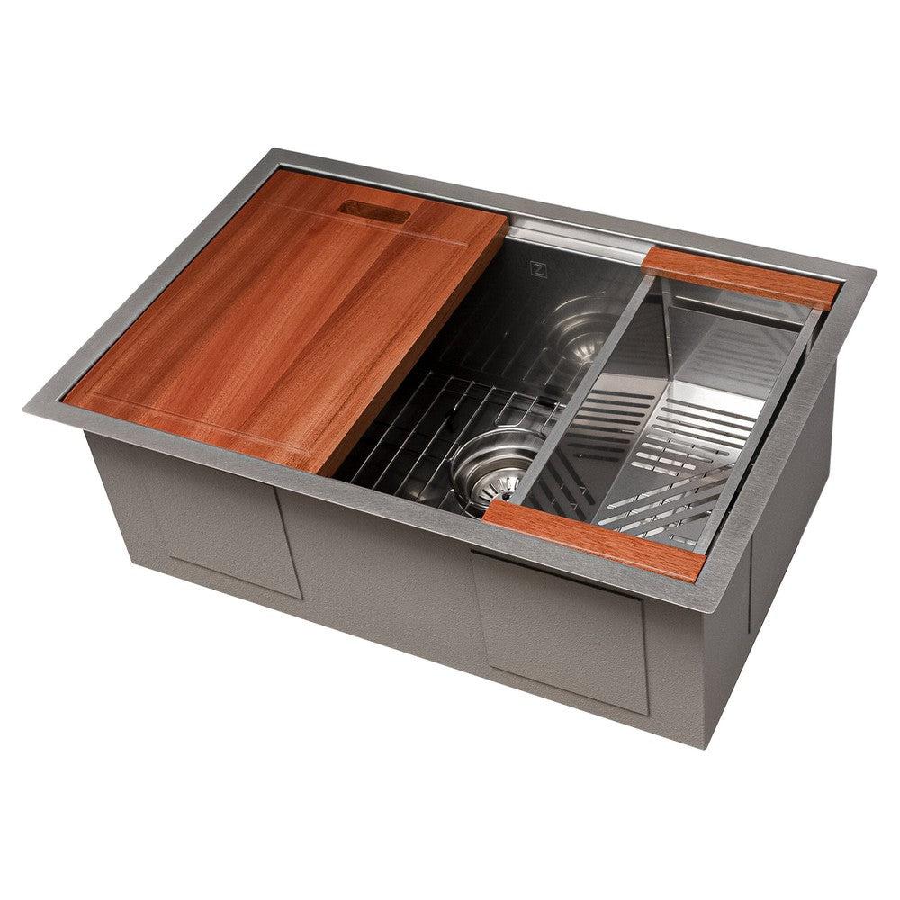 ZLINE 27-Inch Garmisch Undermount Single Bowl Stainless Steel Kitchen Sink - Satin Finish with Bottom Grid & Accessories (SLS 27S) | Perfect for Modern Kitchens, DIY Installations & Restaurant Upgrades