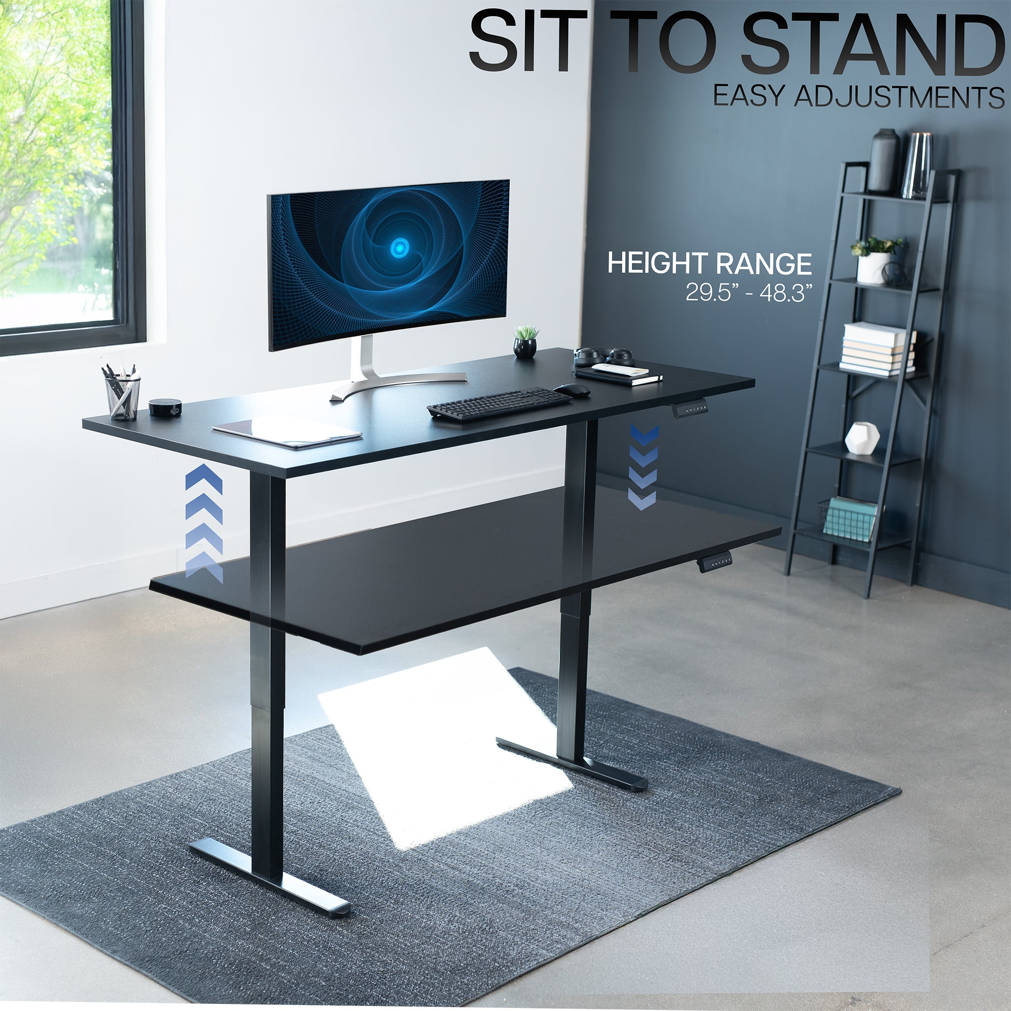 E2 Series 71 x 30 Dual Motor Electric Standing Desk with Square Corner Top - Perfect for Home Office, Gaming Setup & Workspace Ergonomics