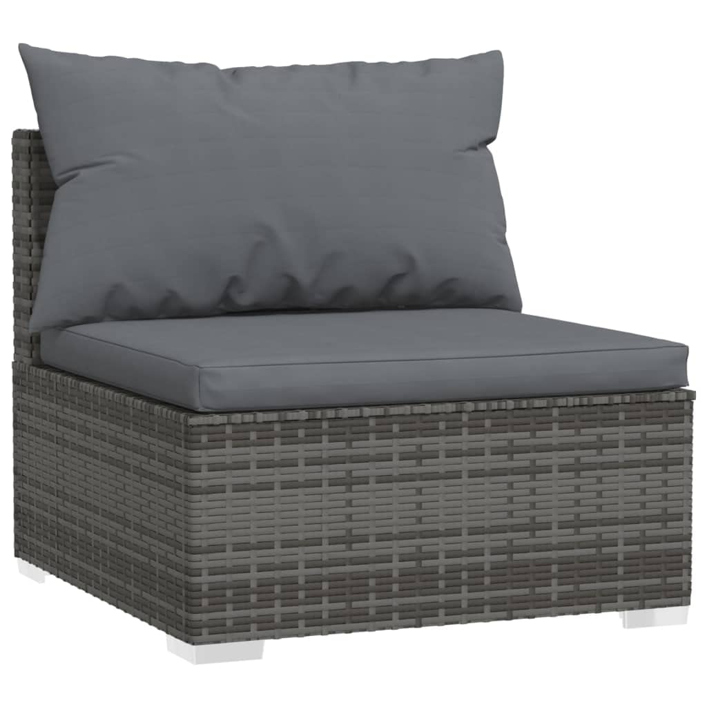 vidaXL 8-Piece Gray Poly Rattan Patio Lounge Set with Cushions - Lightweight Water-Resistant Outdoor Furniture, Modular Design & Easy Care - Perfect for Poolside, Garden or Backyard Relaxation