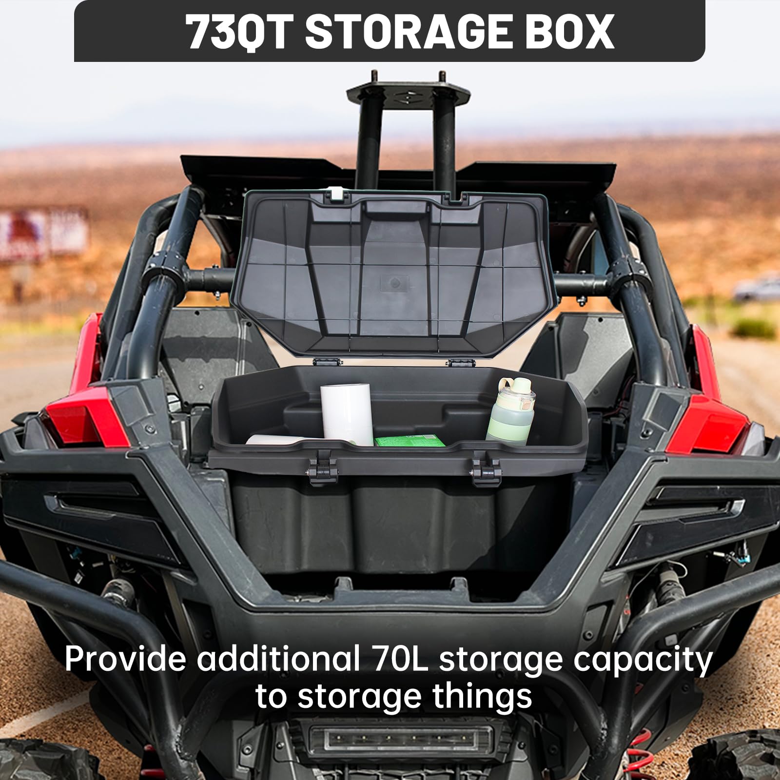 Polaris RZR PRO XP/Turbo R 2020-2023 Rear Cargo Storage Box - 73QT Waterproof UTV Tool Box with Lid | Replacement for #2883751 | Perfect for Off-Roading, Camping & Outdoor Gear Storage