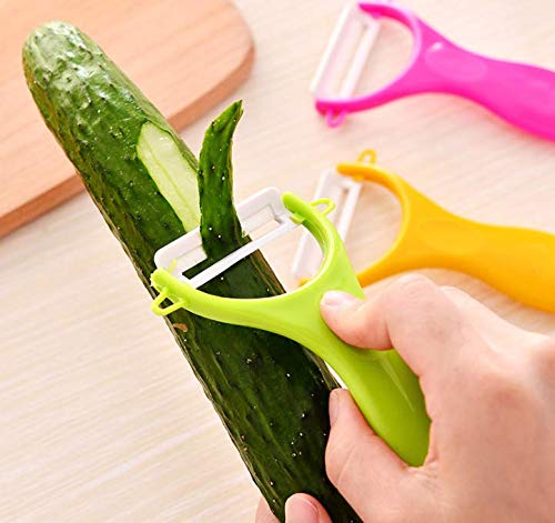 4-Piece Ceramic Peeler Set - Sharp Stainless Steel Blade for Peeling Vegetables, Fruits, Potatoes, Cucumbers & Apples | Perfect for Kitchen Use, Camping & Travel
