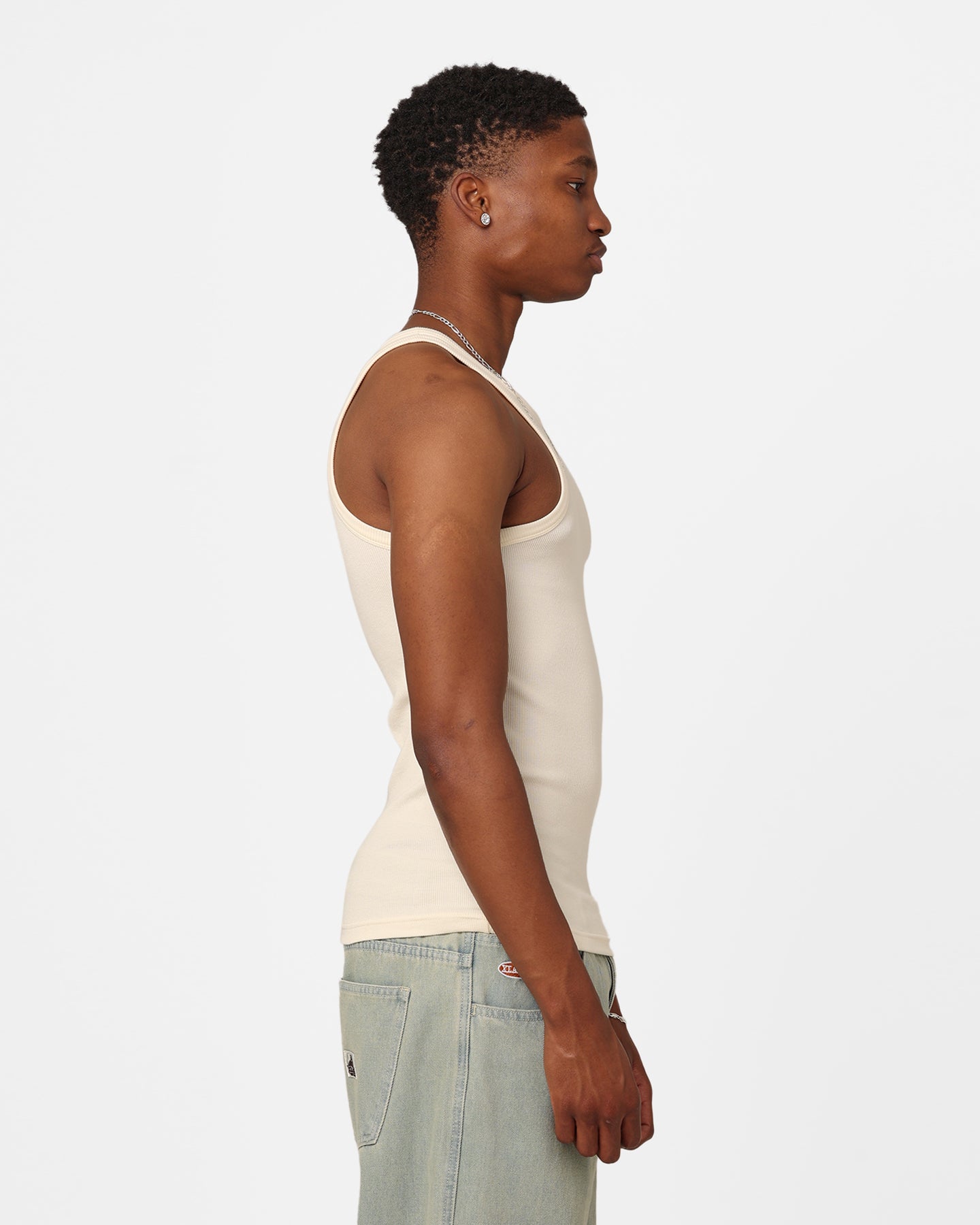 404 Ribbed Singlet Off White - Women's Slim Fit Tank Top for Yoga, Gym & Casual Wear