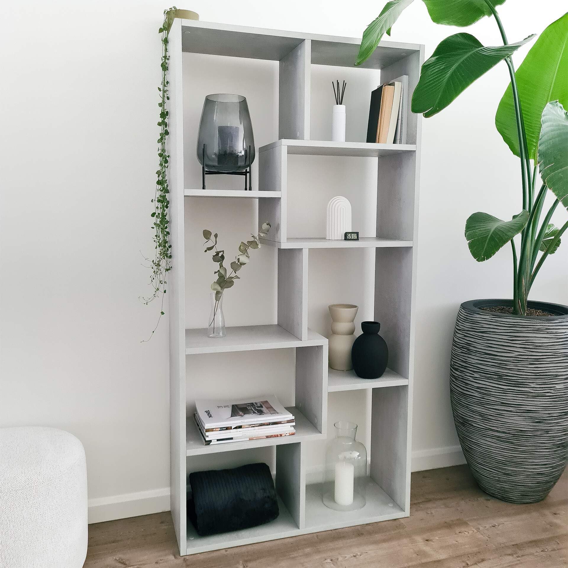 Modern Concrete Effect Grey Bookcase XS Iacopo - 63.31