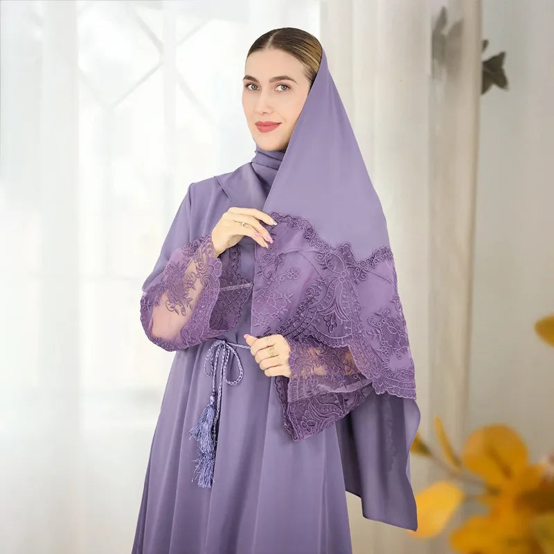 Elegant Eid Ramadan Wedding Abaya Dress with Embroidery - Perfect for Islamic Festivals, Ceremonies & Special Occasions