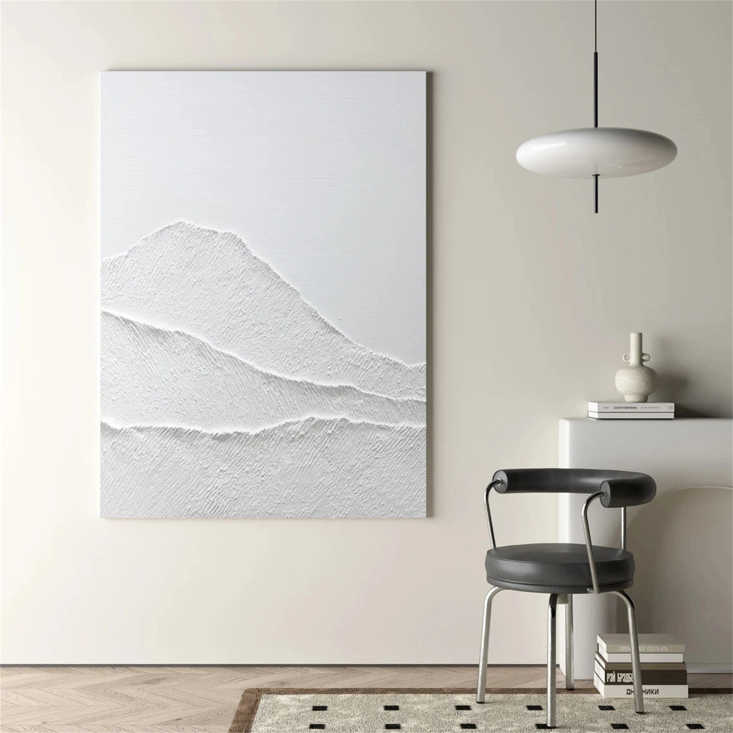 White Minimalist Textured Painting Canvas - Modern Abstract Wall Art for Living Room, Bedroom & Office Decor | Premium Quality #MM160