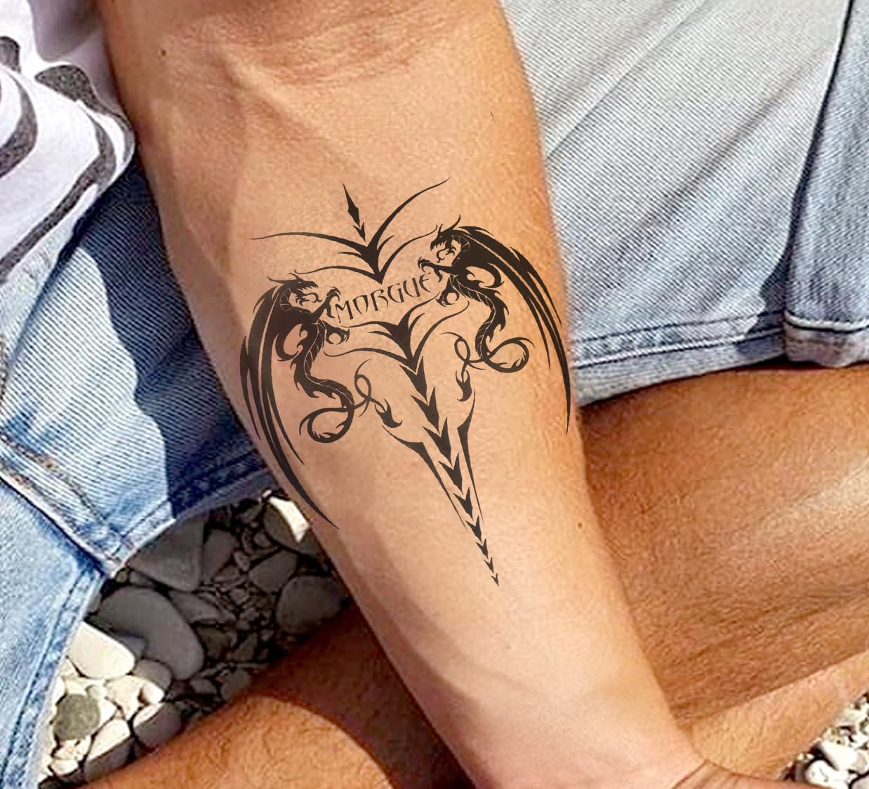 Waterproof Temporary Tattoo Stickers for Men & Women - 3D Realistic Flowers, Butterflies, Stars, Angels, Wolves & Armband Designs (21x15cm) | Perfect for Parties, Halloween, Cosplay & Body Art | HB-157