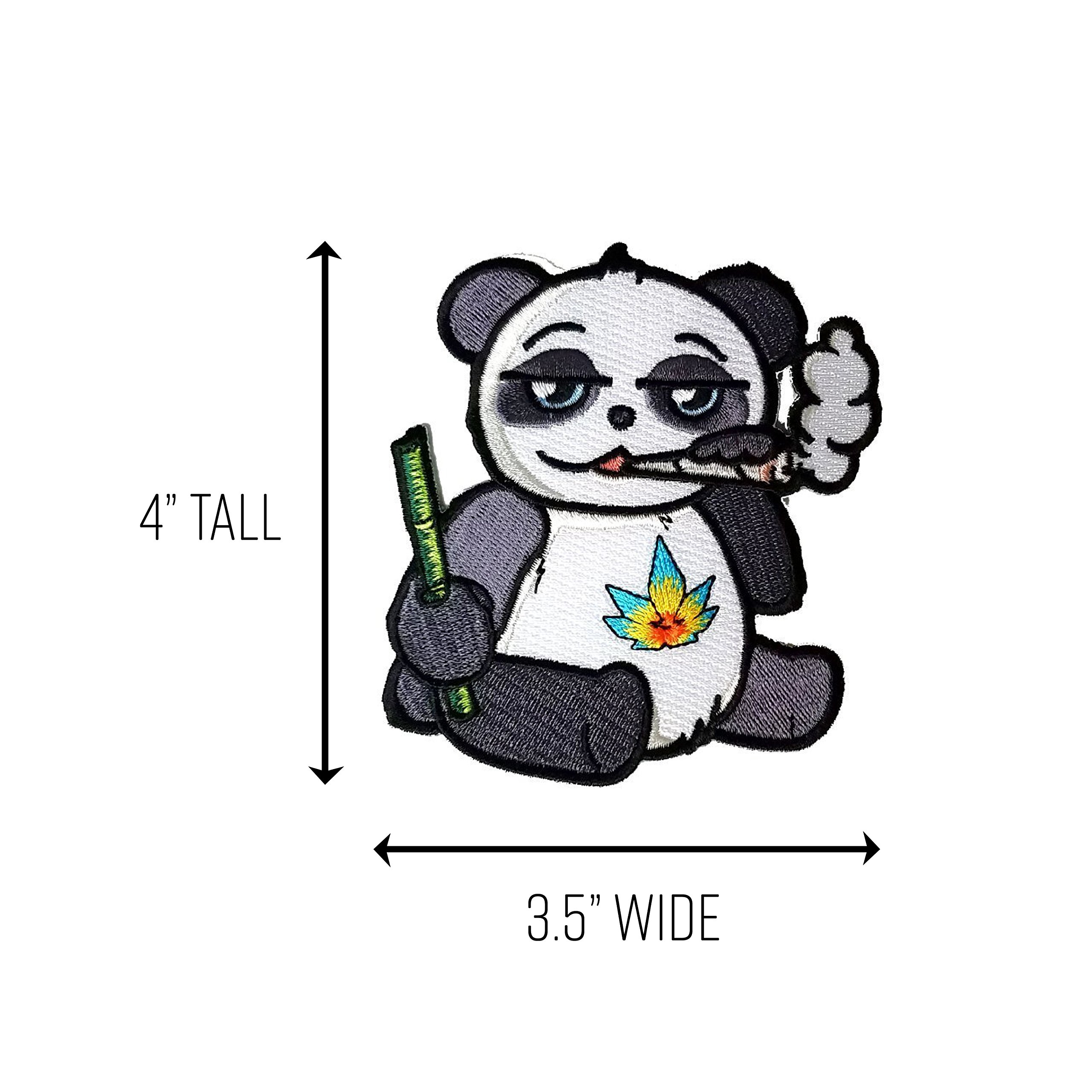 Cute Panda Bear Iron-On Embroidered Patch - Funny Pot Leaf Design for Jackets, Backpacks & DIY Crafts - Perfect for Stoner Gifts & Festival Accessories