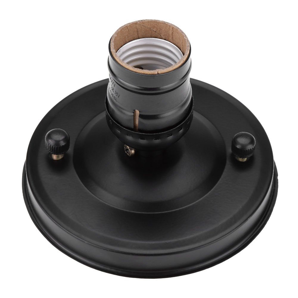 Vintage Industrial E26/E27 Bulb Base Adapter - Ceiling & Wall Light Holder, Pendant Lamp Screw Socket (Black) - Perfect for Loft, Cafe, Restaurant & Home Decor Lighting