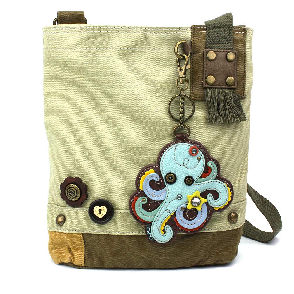 Chala Patch Cross-Body Women's Handbag - Sand Canvas Messenger Purse for Everyday Use, Work & Travel | Stylish & Functional Shoulder Bag