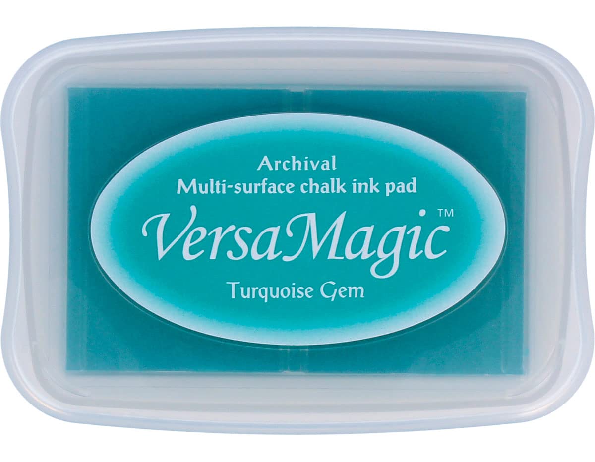 Tsukineko Versamagic Chalk-Finish Ink Pad - Turquoise | Acid-Free, Quick-Drying Stamp Ink for Scrapbooking, Card Making & DIY Crafts | Perfect for Paper, Wood & Fabric Projects