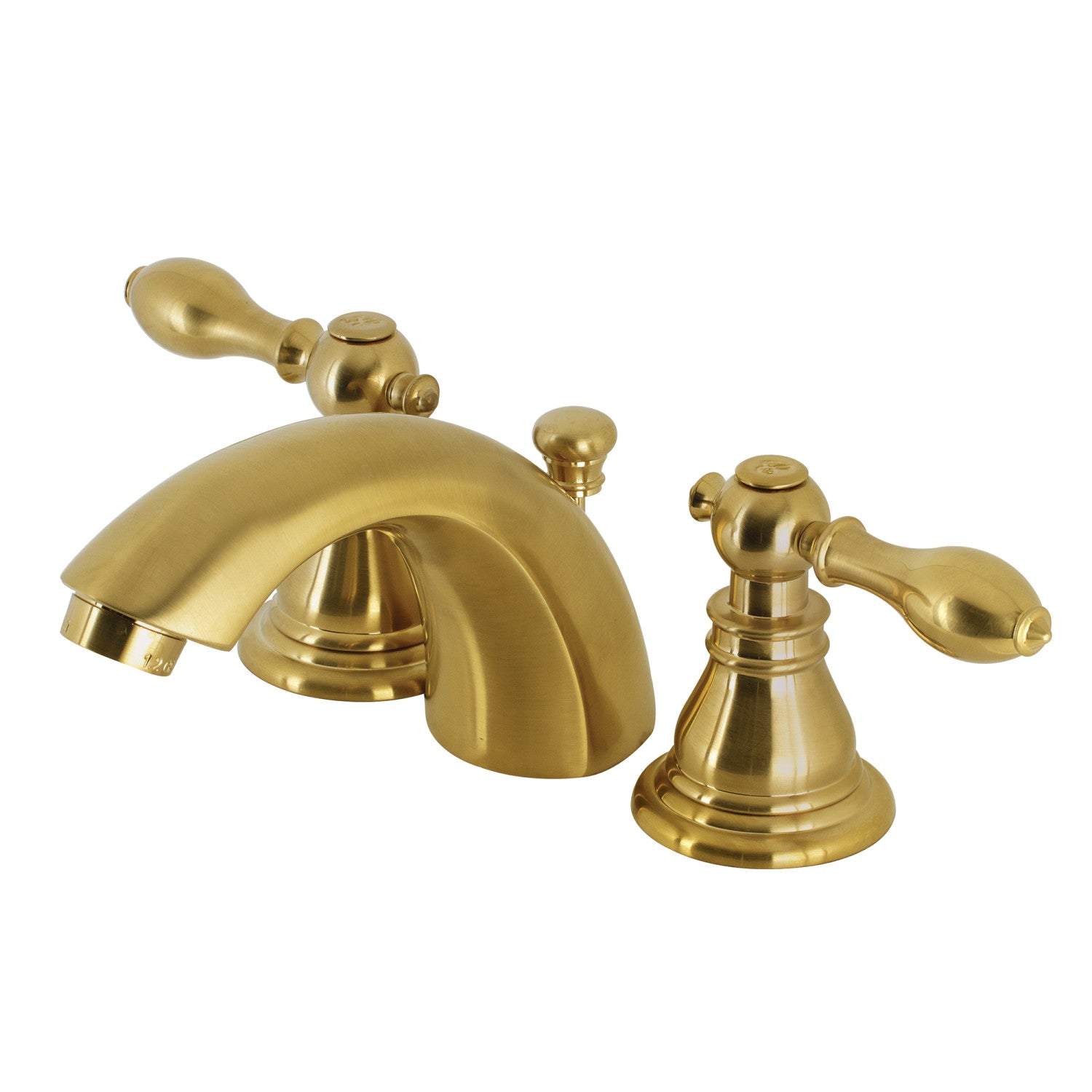 American Classic KB957ACLSB Brushed Brass Two-Handle 3-Hole Deck Mount Mini Widespread Bathroom Faucet with Pop-Up Drain - Perfect for Small Bathrooms & Powder Rooms