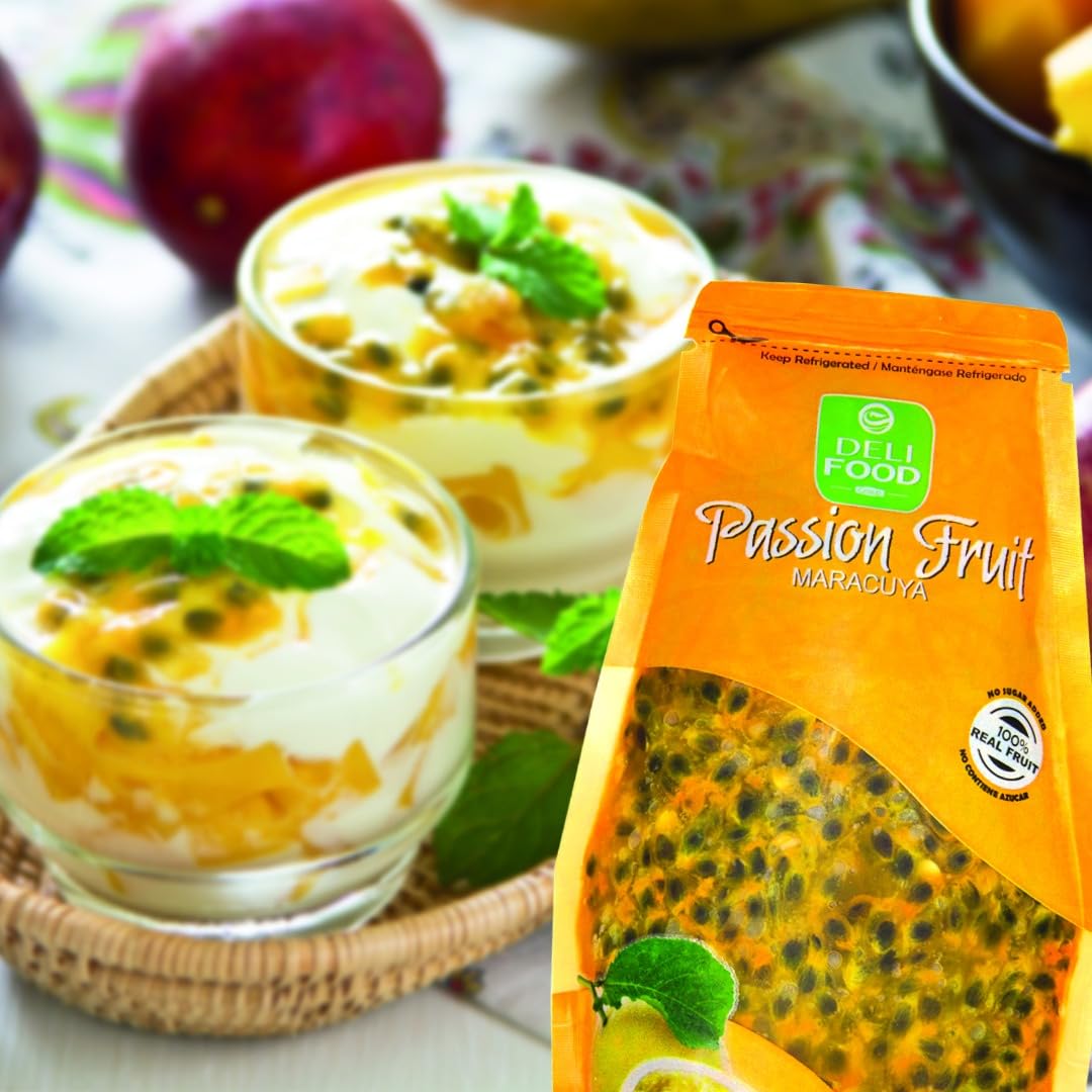 Organic Maracuya Passion Fruit Pulp with Seeds - No Added Sugar, 100% Natural for Juices, Cocktails, Smoothies | Perfect for Tropical Drinks, Desserts, Sauces & Healthy Snacks | Rich in Vitamins & Antioxidants | Great for Summer Refreshments, Party Mixers & Breakfast Bowls (Pack of 1)