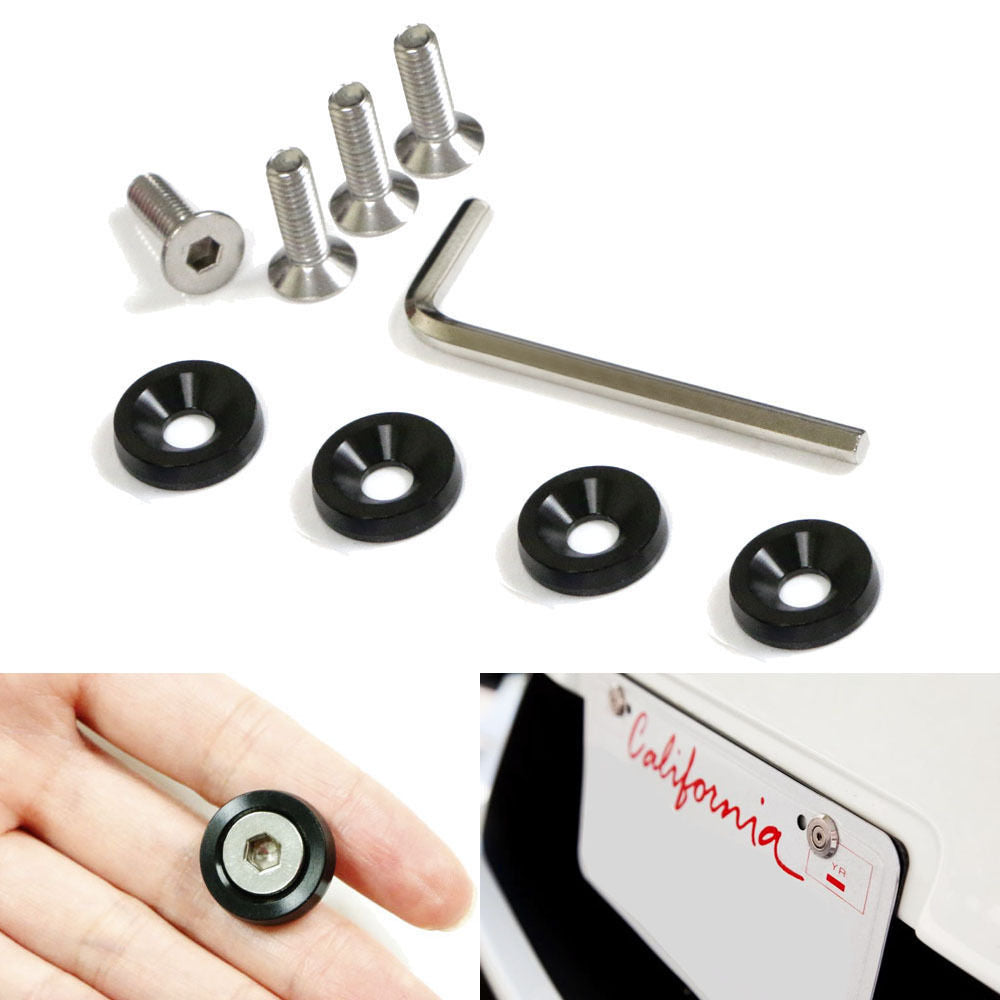 JDM Racing Style Black Aluminum Washers Bolts Kit - 20pcs Car Fender & Bumper Fastener Set for Honda, Toyota, Nissan - Perfect for Auto Body Repair & Performance Upgrades